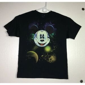 Disney T Shirt Mens Size L 42/44 Black Planet Mickey Mouse‎ Glow In The Dark